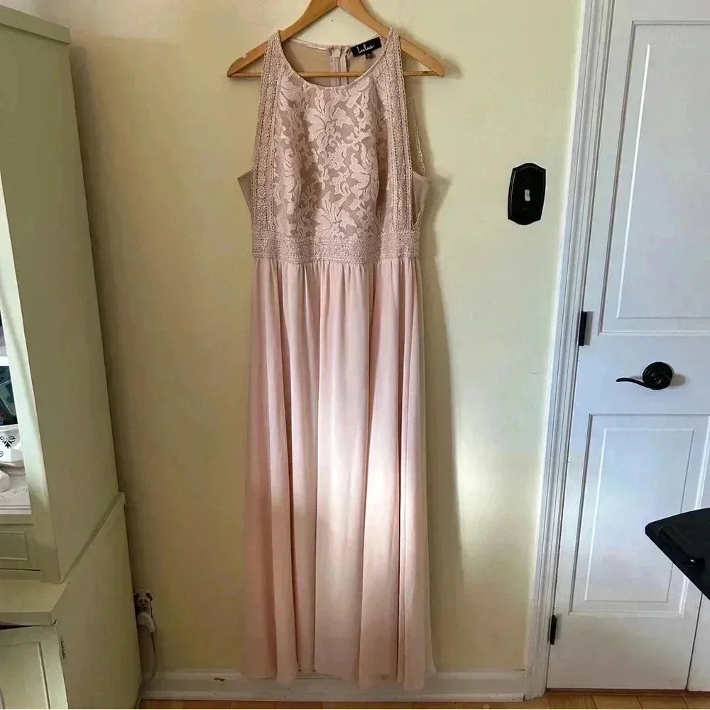 Lulus Forever and Always Blush Lace Maxi Dress SIze XL - Picture 4 of 12